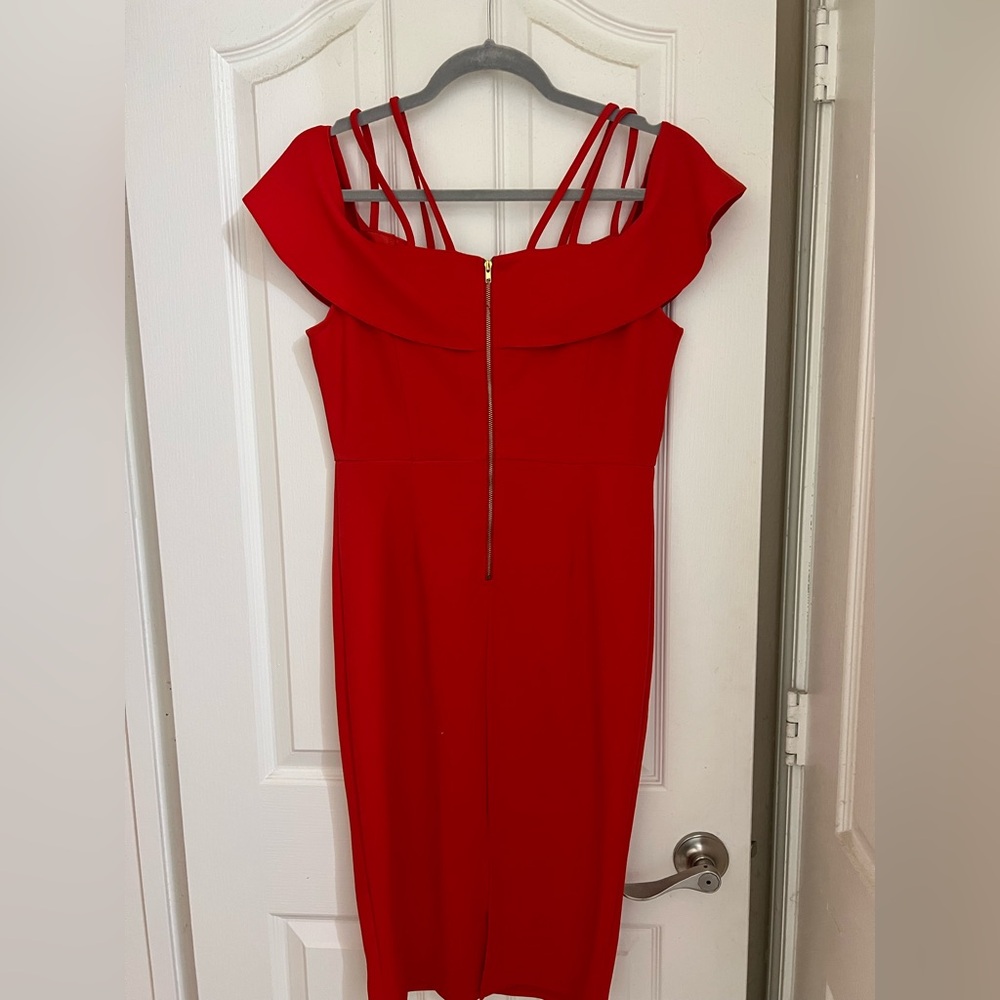 Haute Monde Vibrant Sexy Red Midi Dress - Picture 4 of 7